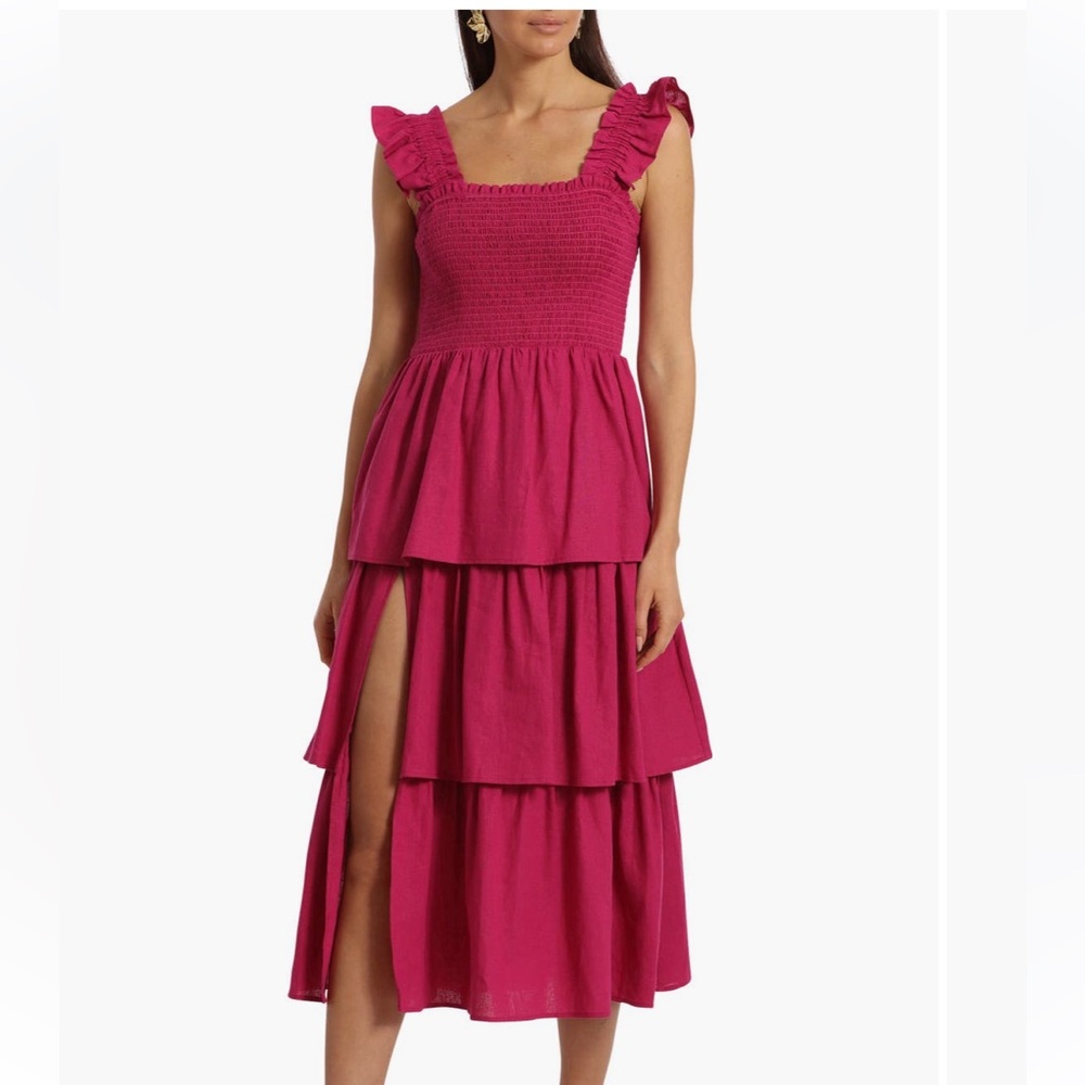 AVEC LES FILLES Magenta Tiered Dress